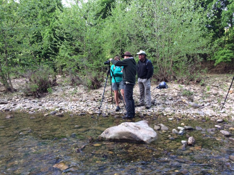 Tim Ernst coaches Bill and Amanda Winn along Steel Creek